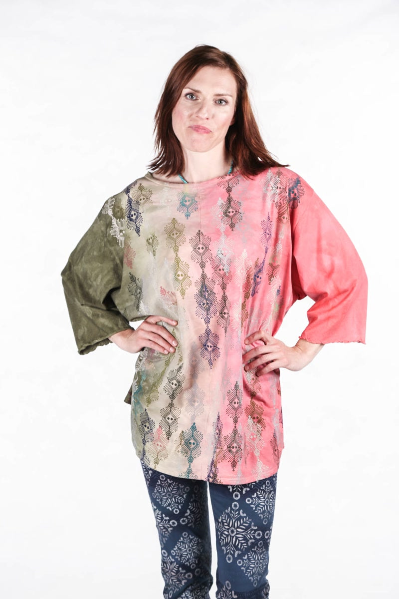 1251 HD Forest Pink Coral Textile Dream Hand Dyed Line Tee-P