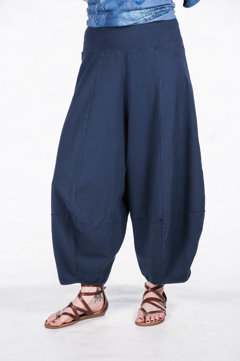 3273- Roll over Waist Four Square-Indigo-U