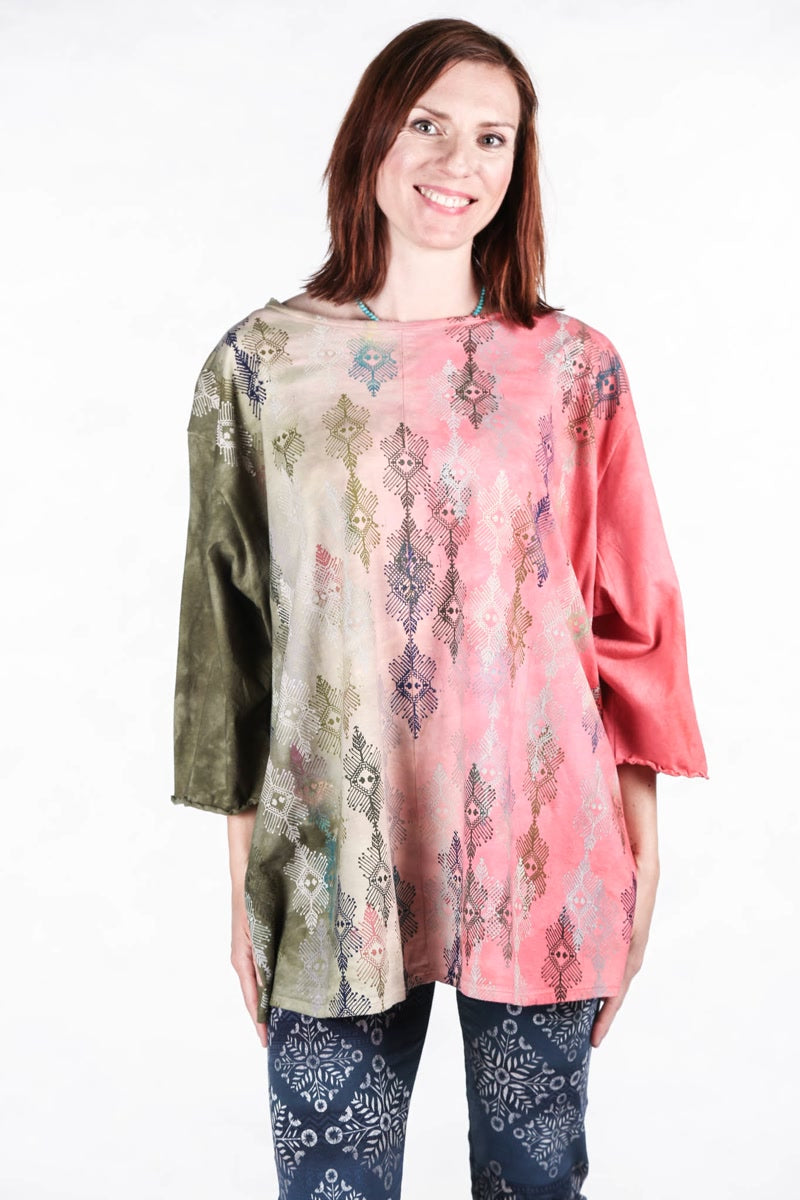 1251 HD Forest Pink Coral Textile Dream Hand Dyed Line Tee-P