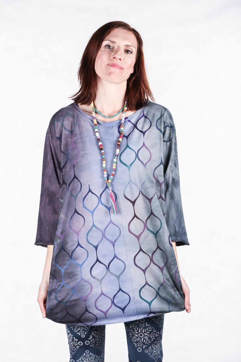 1251 HD Hand Dyed Mystic Violet Turquoise Hand Dyed Line Tee-P
